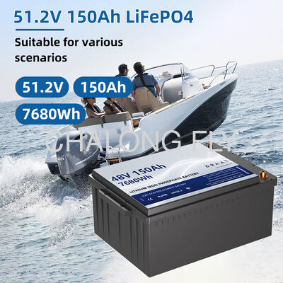48V 150Ah LiFePO4 Battery Pack with Built-in Management System Electric Marine Boat Yacht Trolling Motor Kayak Accessory