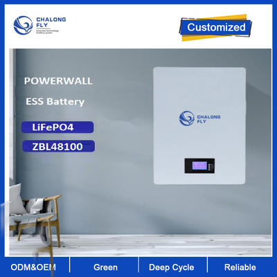 Muur van de Powerwall100ah 5KW Lifepo4 de Navulbare Batterij Opgezet voor Zonnemachtssysteem