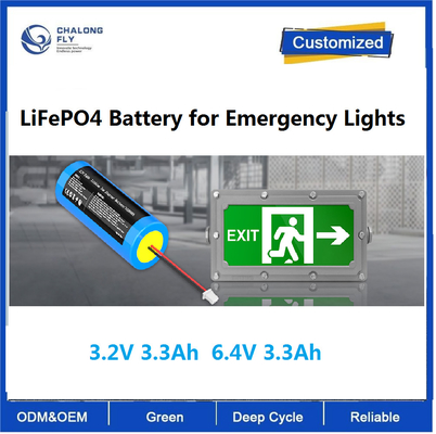 CLF OEM ODM 3.2V 3.3Ah 6.4V 3.3Ah Lithiumbatterij LiFePO4 batterij voor noodverlichting