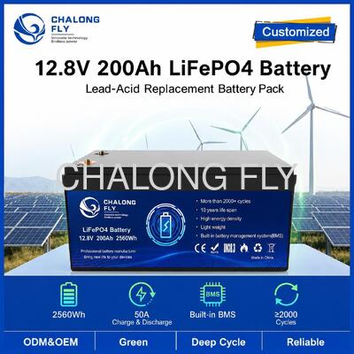 Aangepast 12.8V 200Ah LiFePO4 Batterijpakket met BMS voor Draagbare Energie en Zonne-energieopslag