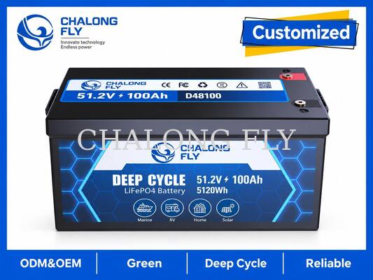 51.2V 100Ah LiFePO4 Trolling Motor Battery met 5,12kWh energie, Bluetooth Monitoring en 100A continue output